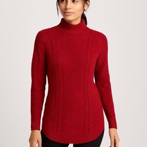 Reitmans Cable Knit Mock Neck Tunic Sweater